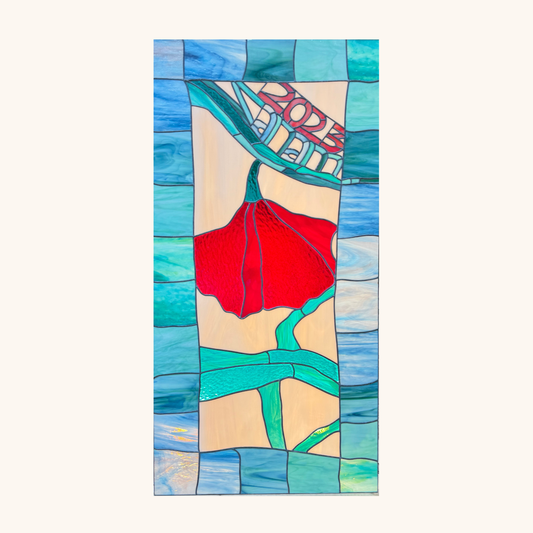 Ginkgo Panel II - Red & Aqua
